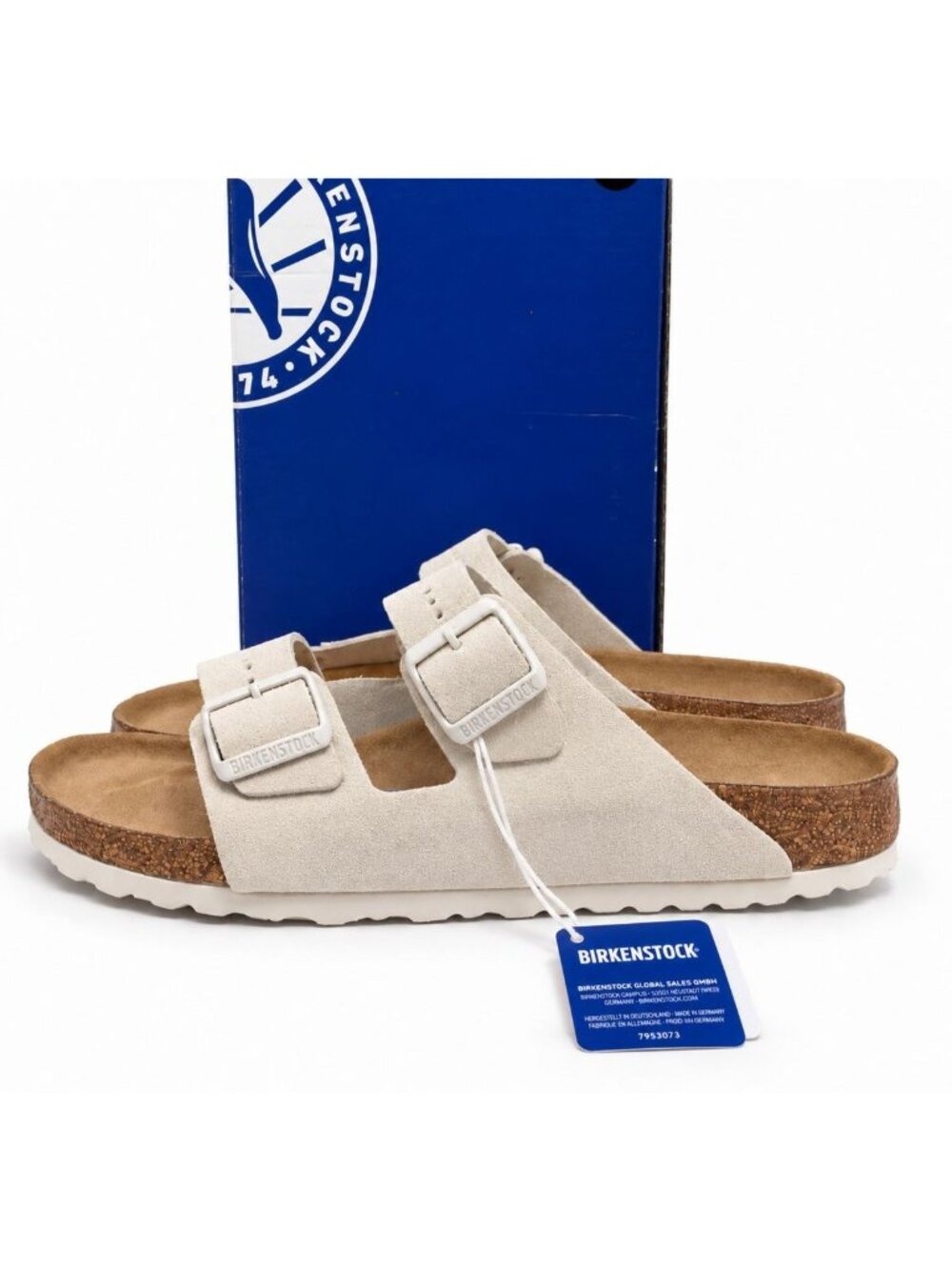 Birkenstock Arizona  Suede Antique White Womens 10 Mens 8 EU 41 Soft Footbed